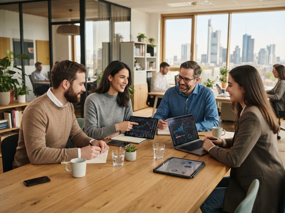 Zinsmehr Markets Team bei der Analyse von Echtzeit-Marktdaten